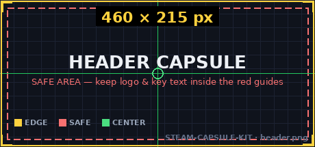 Header capsule template (460x215) with safe-area guides